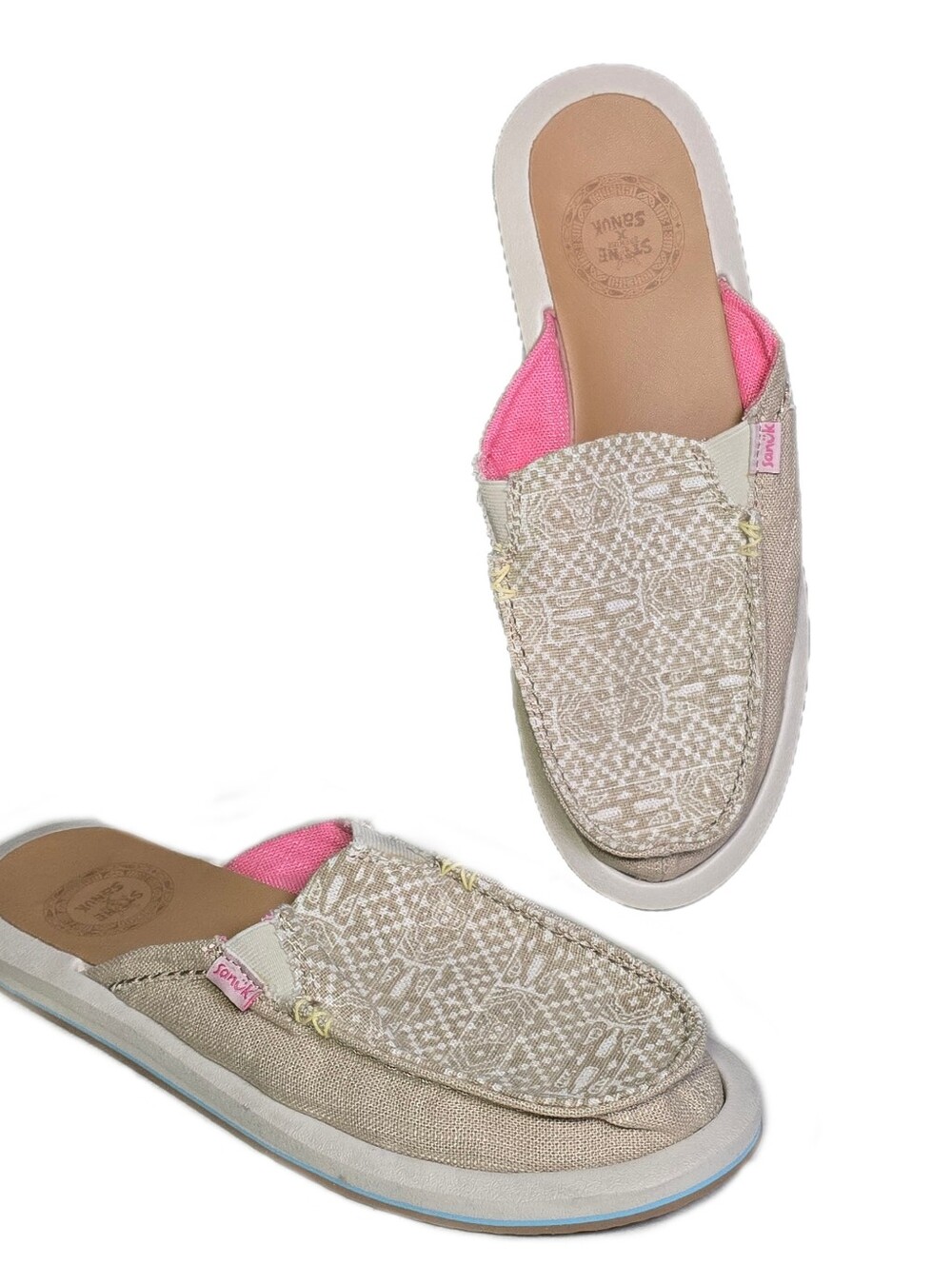 Sanuk You Got My Brew ST X Stone Natural Slide Sandal Shoes Mules Women's Sz 9